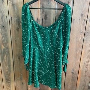 Reformation green & white polka dot mini dress